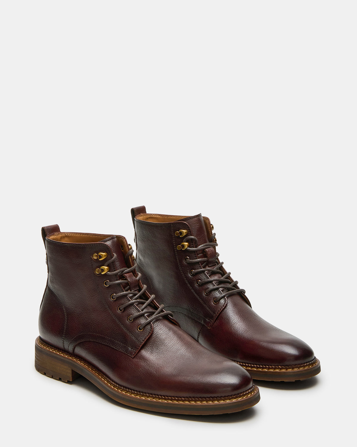 NOBY Brown Leather Men's Lace-Up Ankle Boot Steve Madden BROWN LEATHER