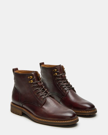 NOBY Brown Leather Men's Lace-Up Ankle Boot Steve Madden BROWN LEATHER