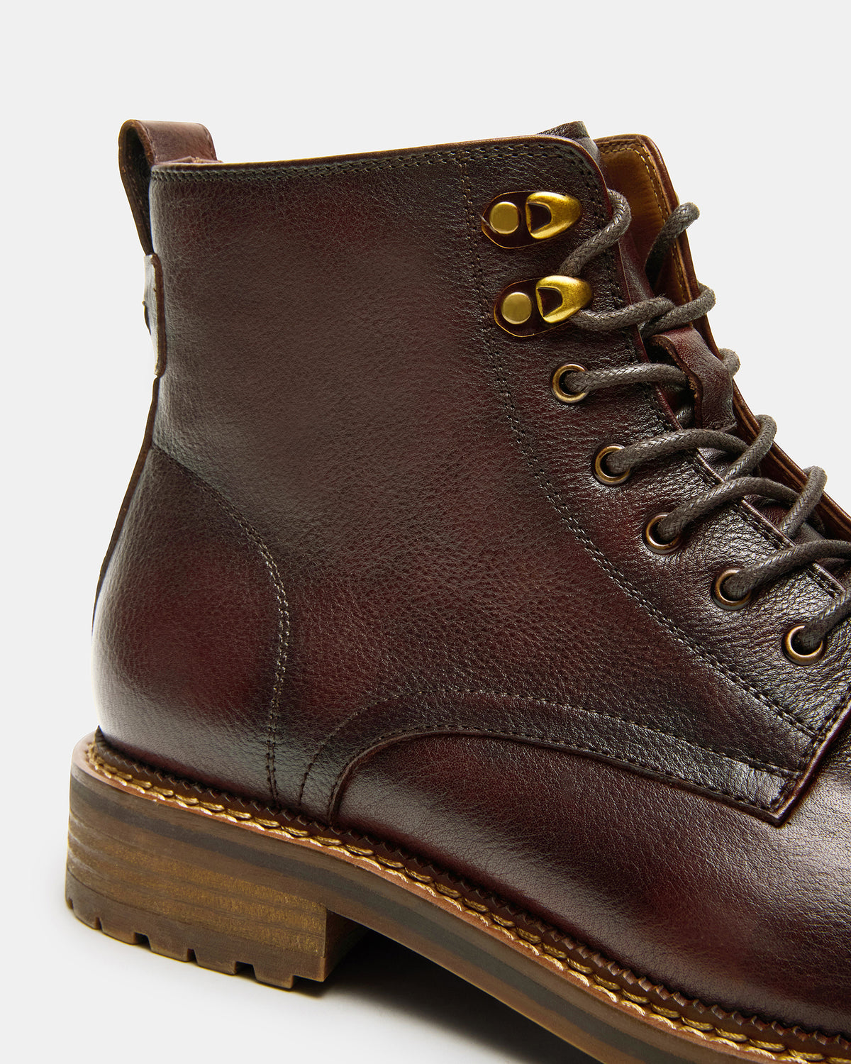 NOBY Brown Leather Men's Lace-Up Ankle Boot Steve Madden BROWN LEATHER
