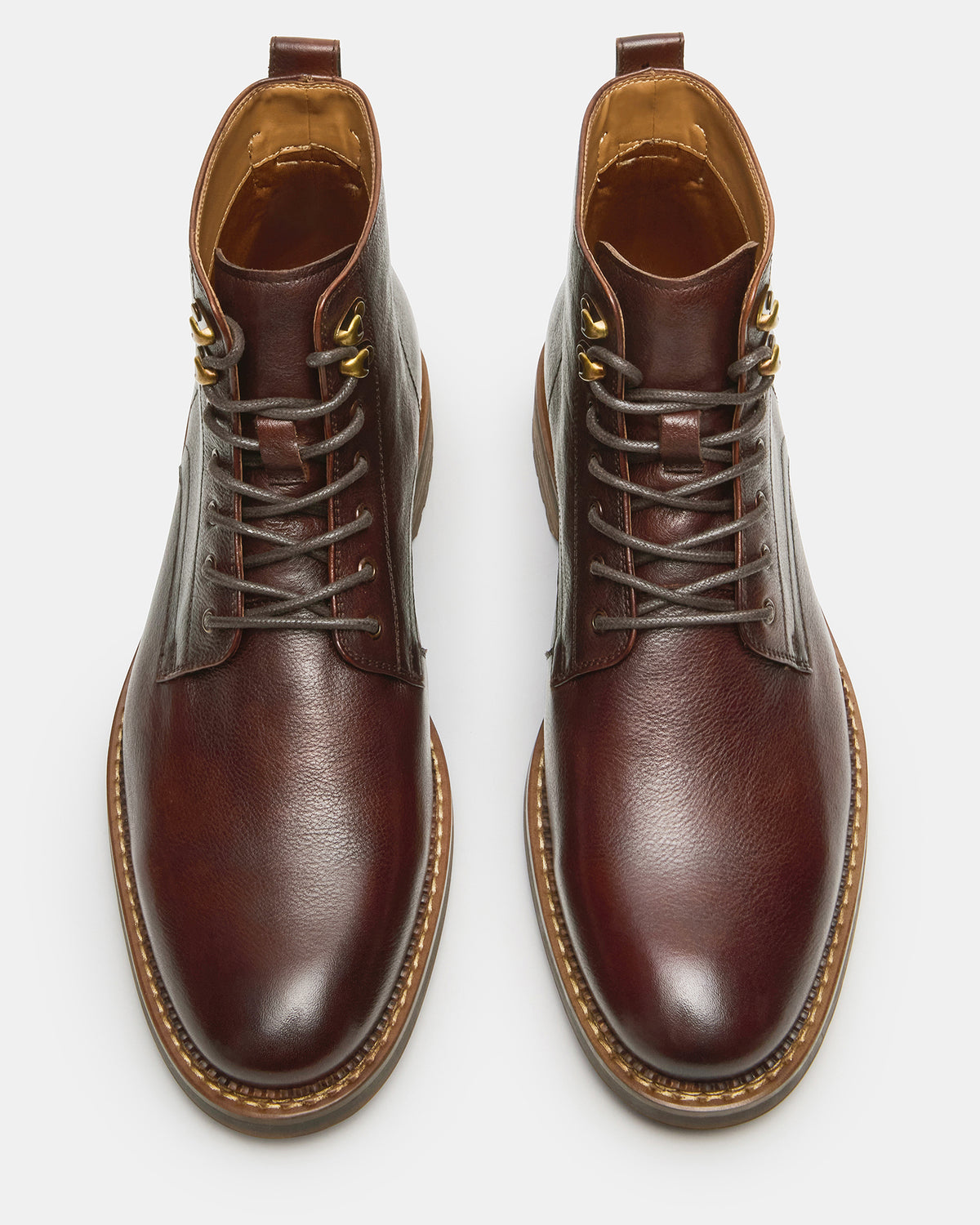 NOBY Brown Leather Men's Lace-Up Ankle Boot Steve Madden BROWN LEATHER
