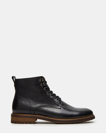 NOBY Black Leather Men's Lace-Up Ankle Boot Steve Madden BLACK LEATHER