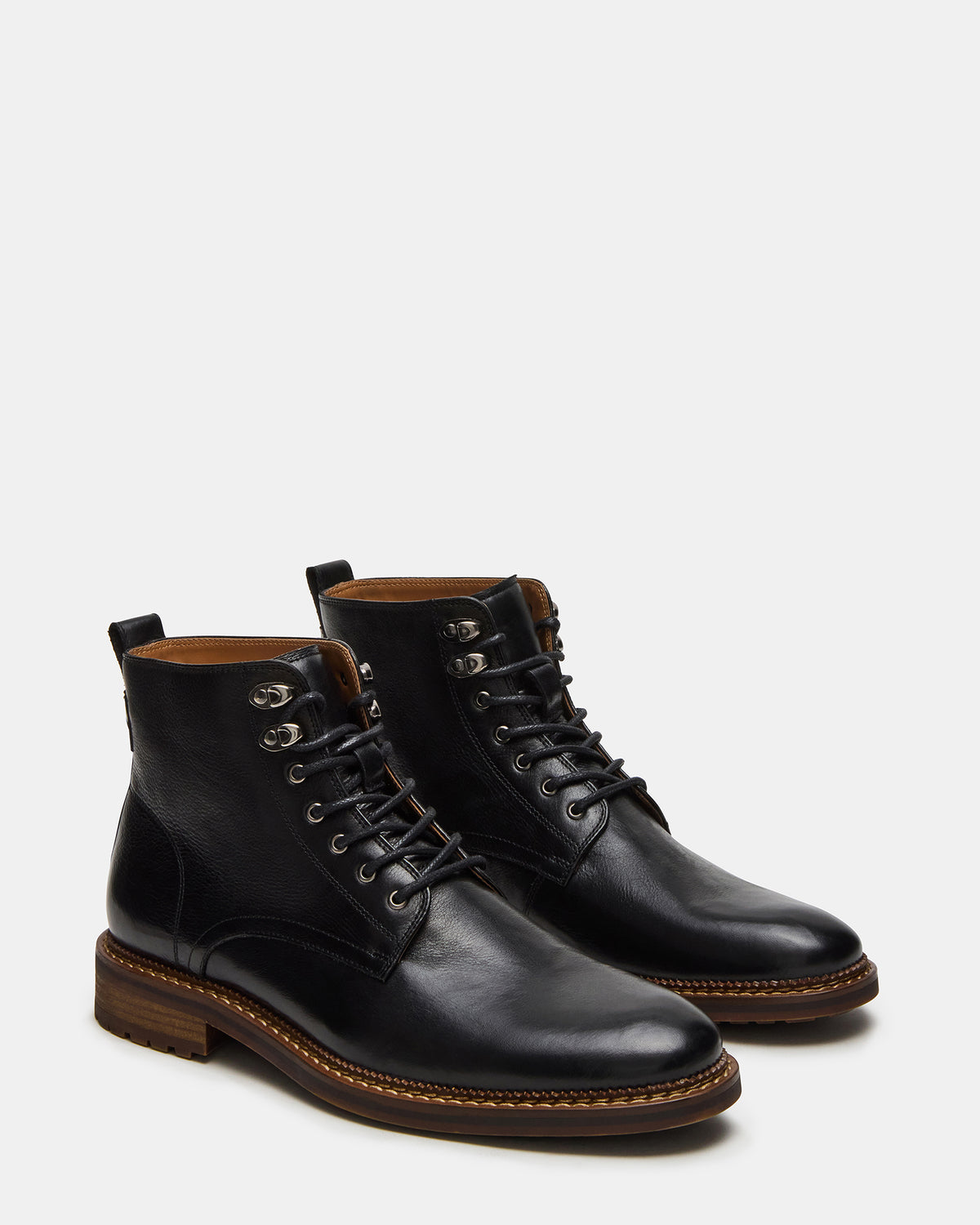 NOBY Black Leather Men's Lace-Up Ankle Boot Steve Madden BLACK LEATHER