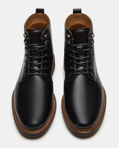 NOBY Black Leather Men's Lace-Up Ankle Boot Steve Madden BLACK LEATHER