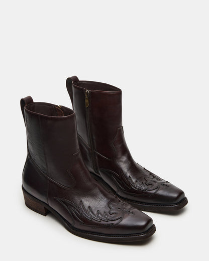 SANTANA Dark Brown Western Men's Ankle Boot Steve Madden DARK BROWN