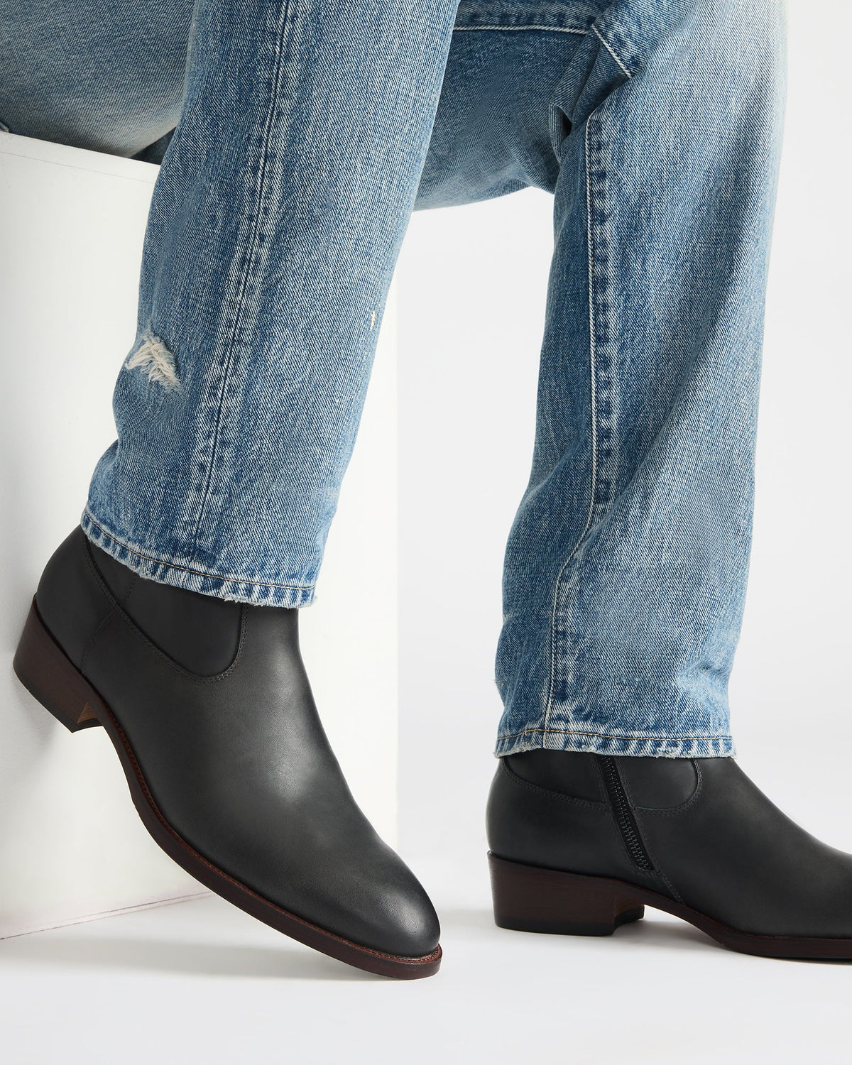 HENDRIK Black Leather Men's Ankle Boot Steve Madden BLACK LEATHER