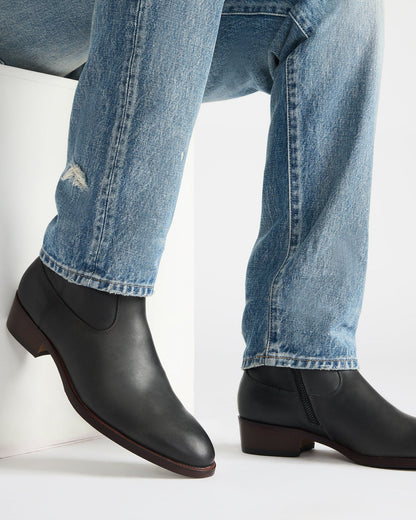 HENDRIK Black Leather Men's Ankle Boot Steve Madden BLACK LEATHER