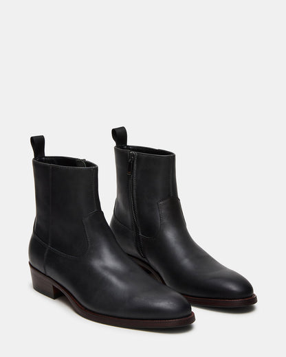 HENDRIK Black Leather Men's Ankle Boot Steve Madden BLACK LEATHER