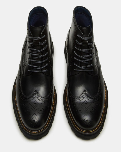KODA Black Leather Lace-Up Men's Ankle Boot Steve Madden BLACK LEATHER
