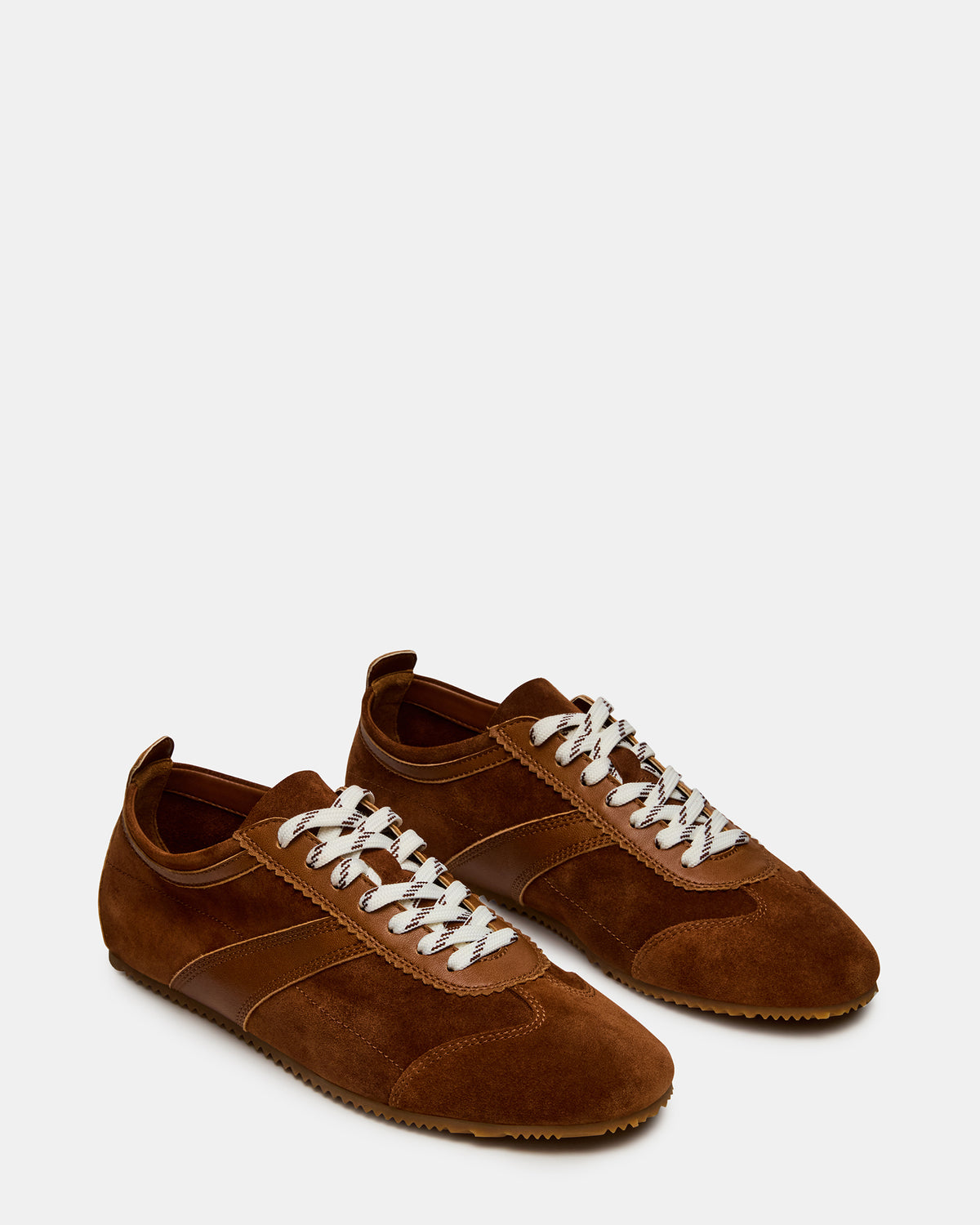 JUNA Cognac Suede Low-Top Lace-Up Stripe Men's Sneaker Steve Madden COGNAC SUEDE