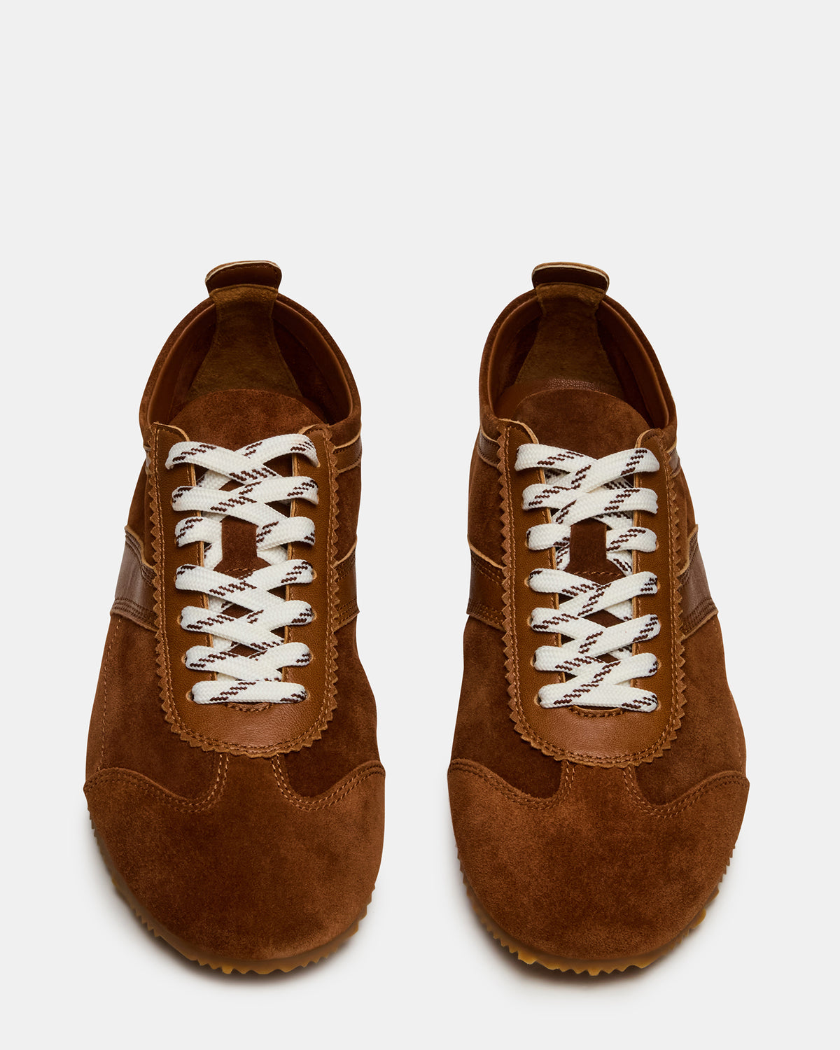 JUNA Cognac Suede Low-Top Lace-Up Stripe Men's Sneaker Steve Madden COGNAC SUEDE