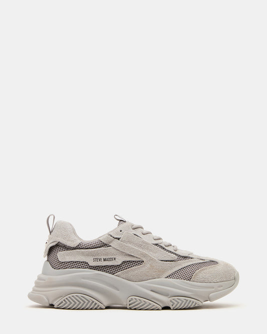 POSSESS Grey Suede Low-Top Lace-Up Men's Sneaker Steve Madden GREY SUEDE
