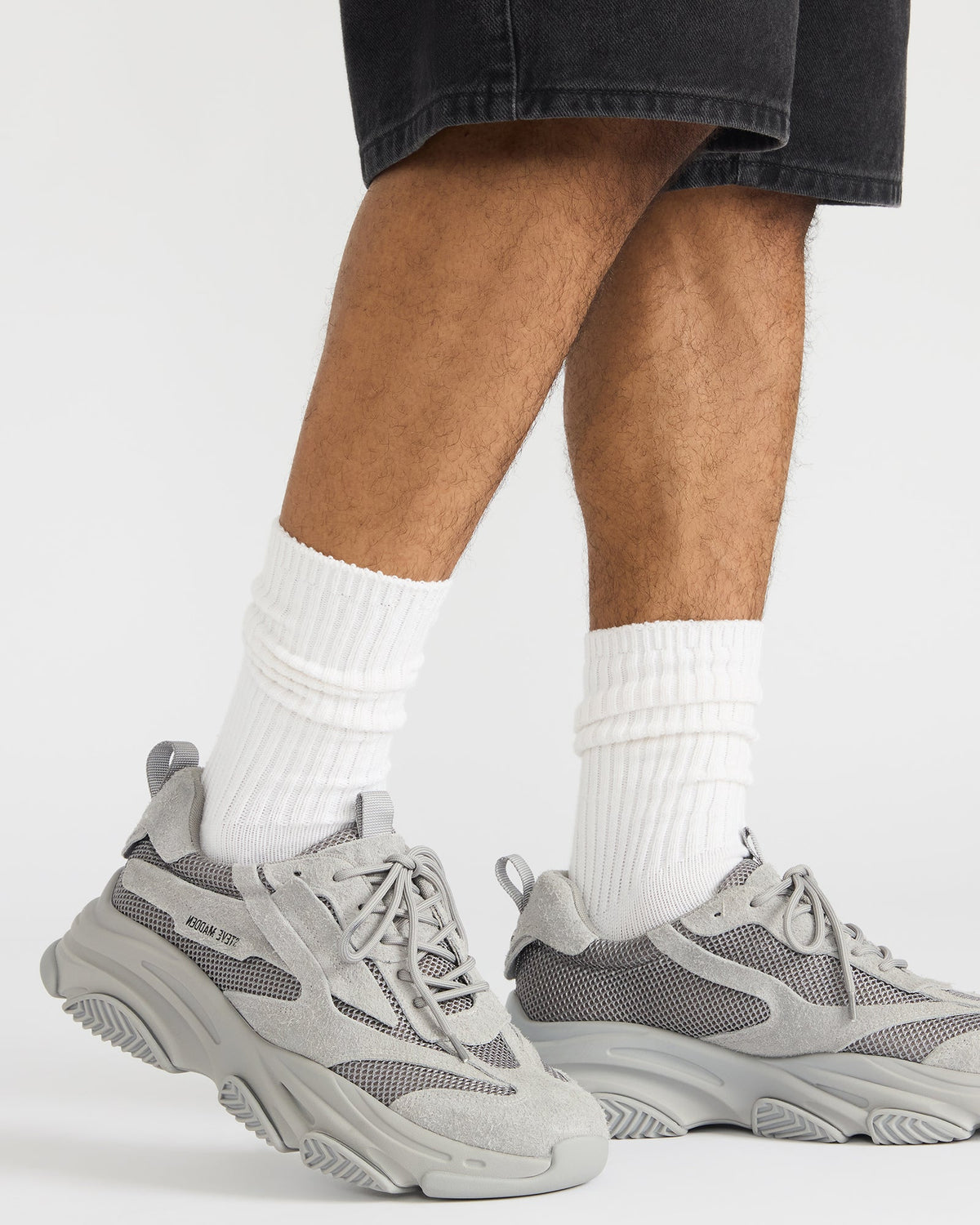 POSSESS Grey Suede Low-Top Lace-Up Men's Sneaker Steve Madden GREY SUEDE