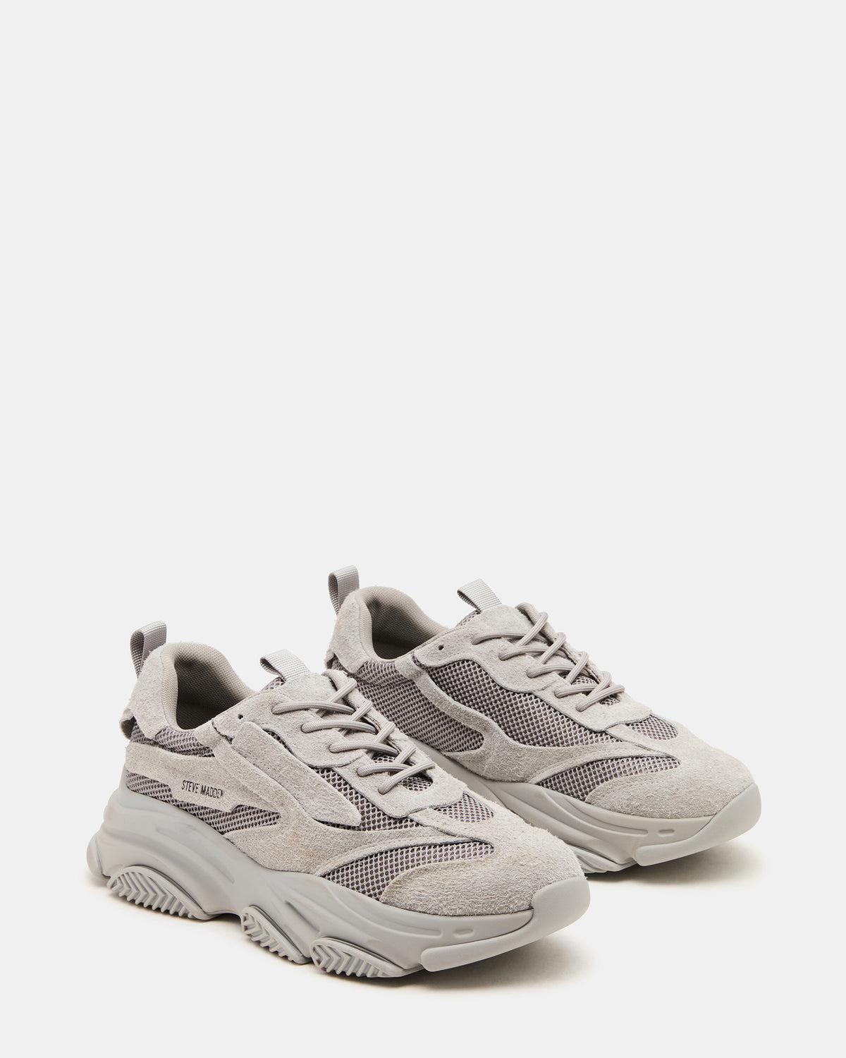 POSSESS Grey Suede Low-Top Lace-Up Men's Sneaker Steve Madden GREY SUEDE