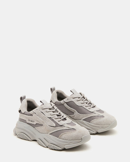 POSSESS Grey Suede Low-Top Lace-Up Men's Sneaker Steve Madden GREY SUEDE
