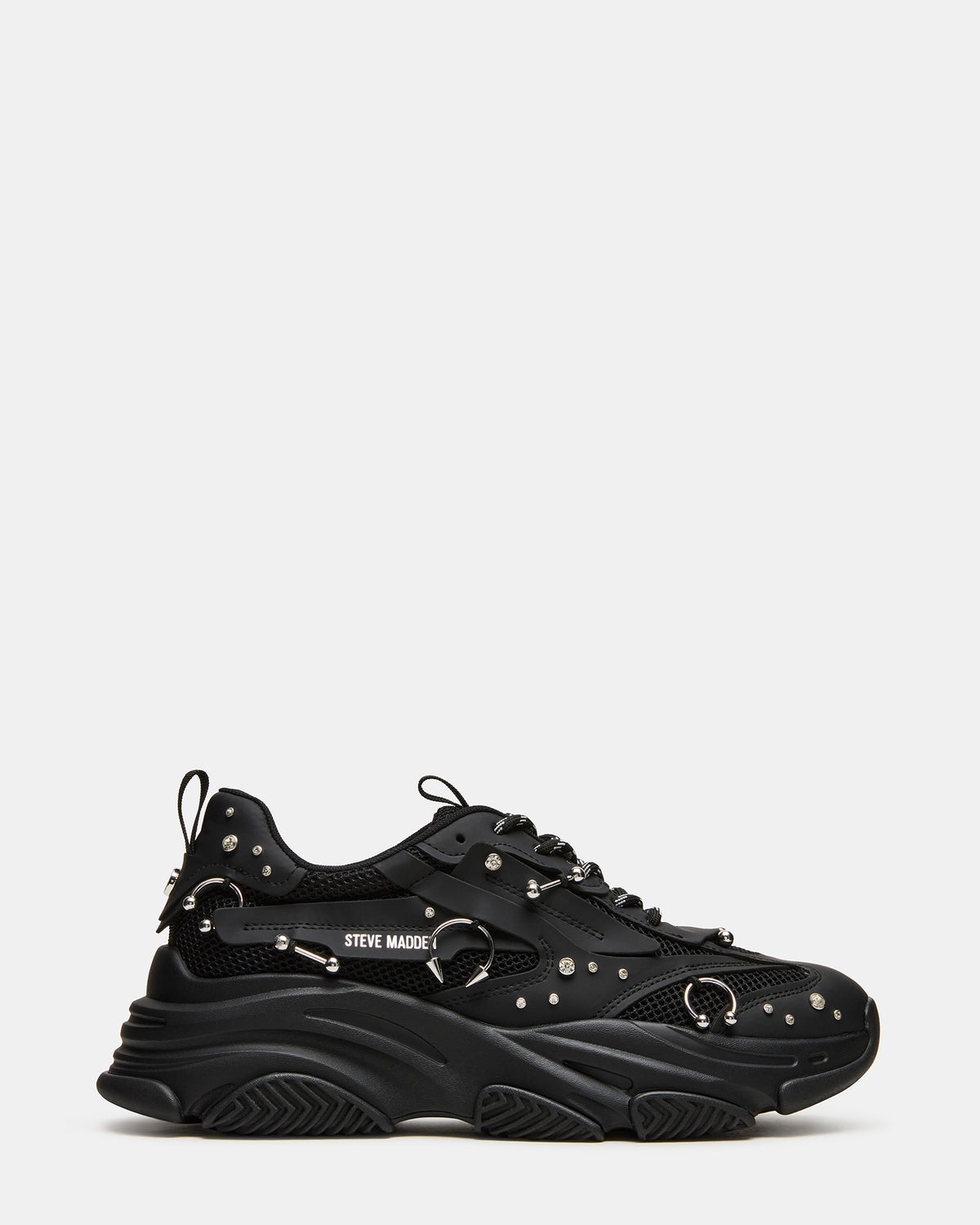 PIERCED Black Low-Top Lace-Up Men's Sneaker Steve Madden BLACK