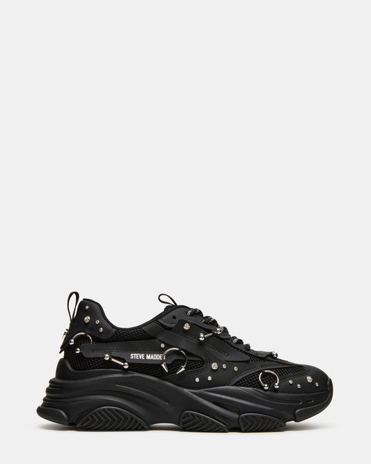 PIERCED Black Low-Top Lace-Up Men's Sneaker Steve Madden BLACK