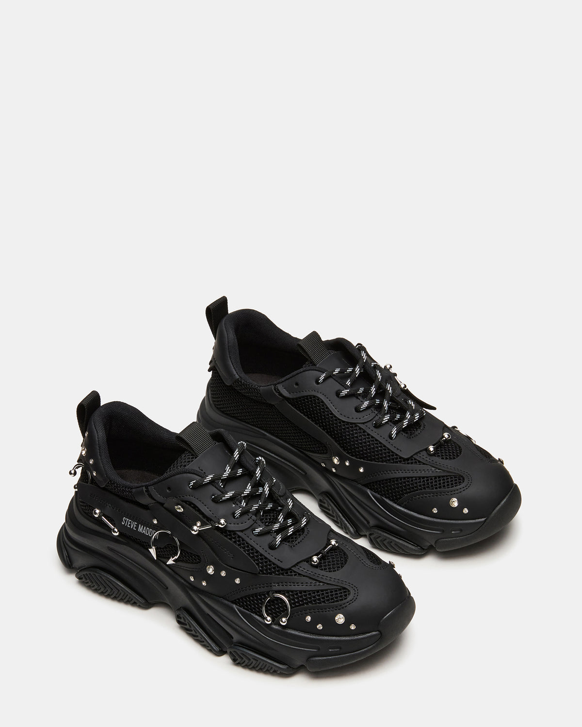 PIERCED Black Low-Top Lace-Up Men's Sneaker Steve Madden BLACK
