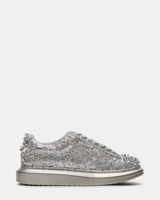 ICEBOX Pewter Metallic Men's Low-Top Lace-Up Sneaker Steve Madden PEWTER METALLIC