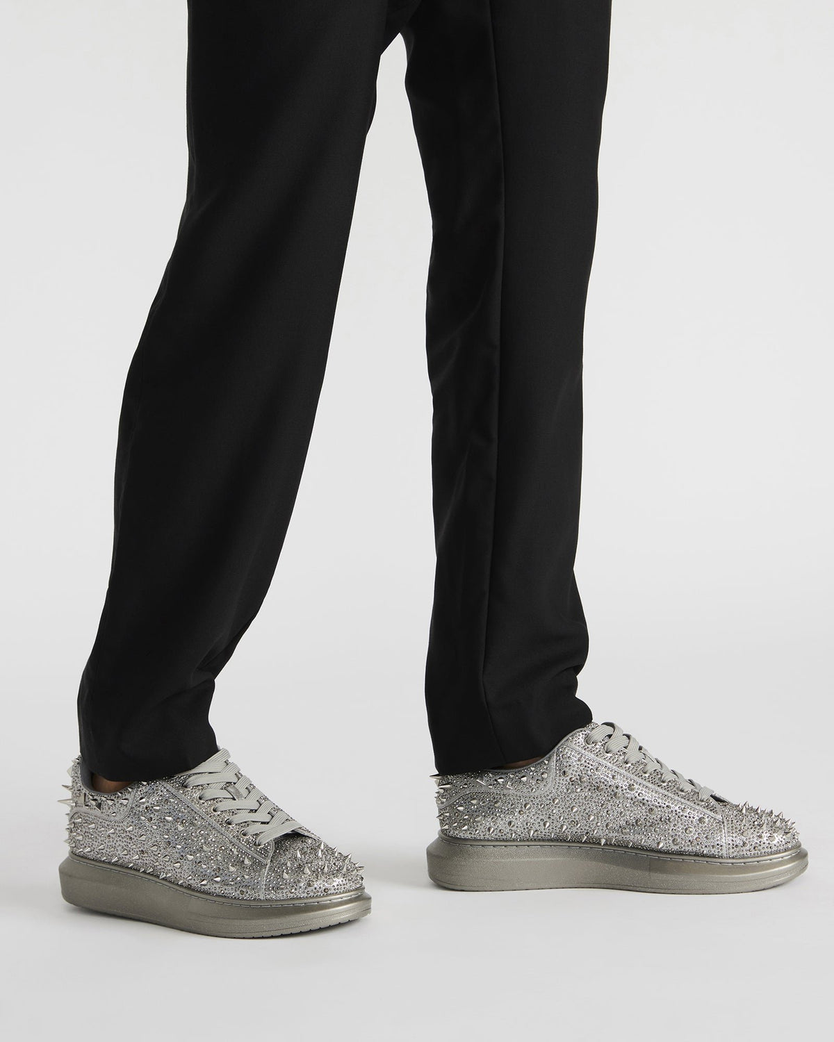 ICEBOX Pewter Metallic Men's Low-Top Lace-Up Sneaker Steve Madden PEWTER METALLIC