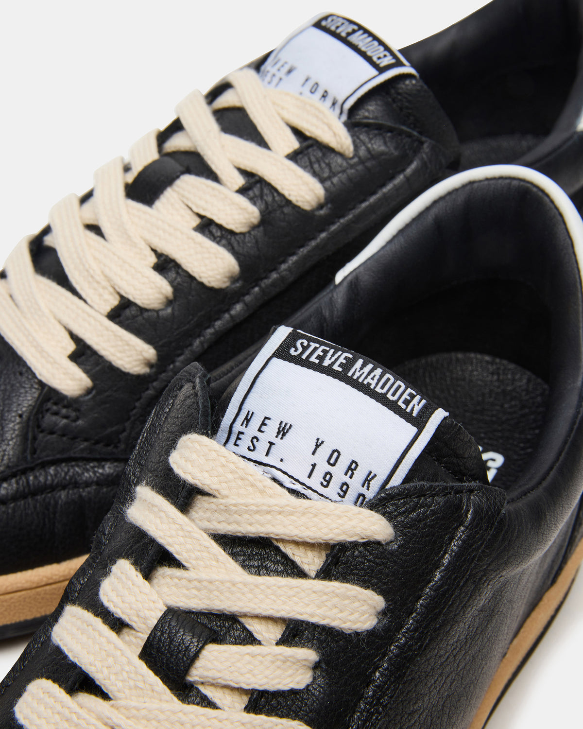 PRISMO Black Leather Low-Top Lace-Up Men's Sneaker Steve Madden BLACK LEATHER