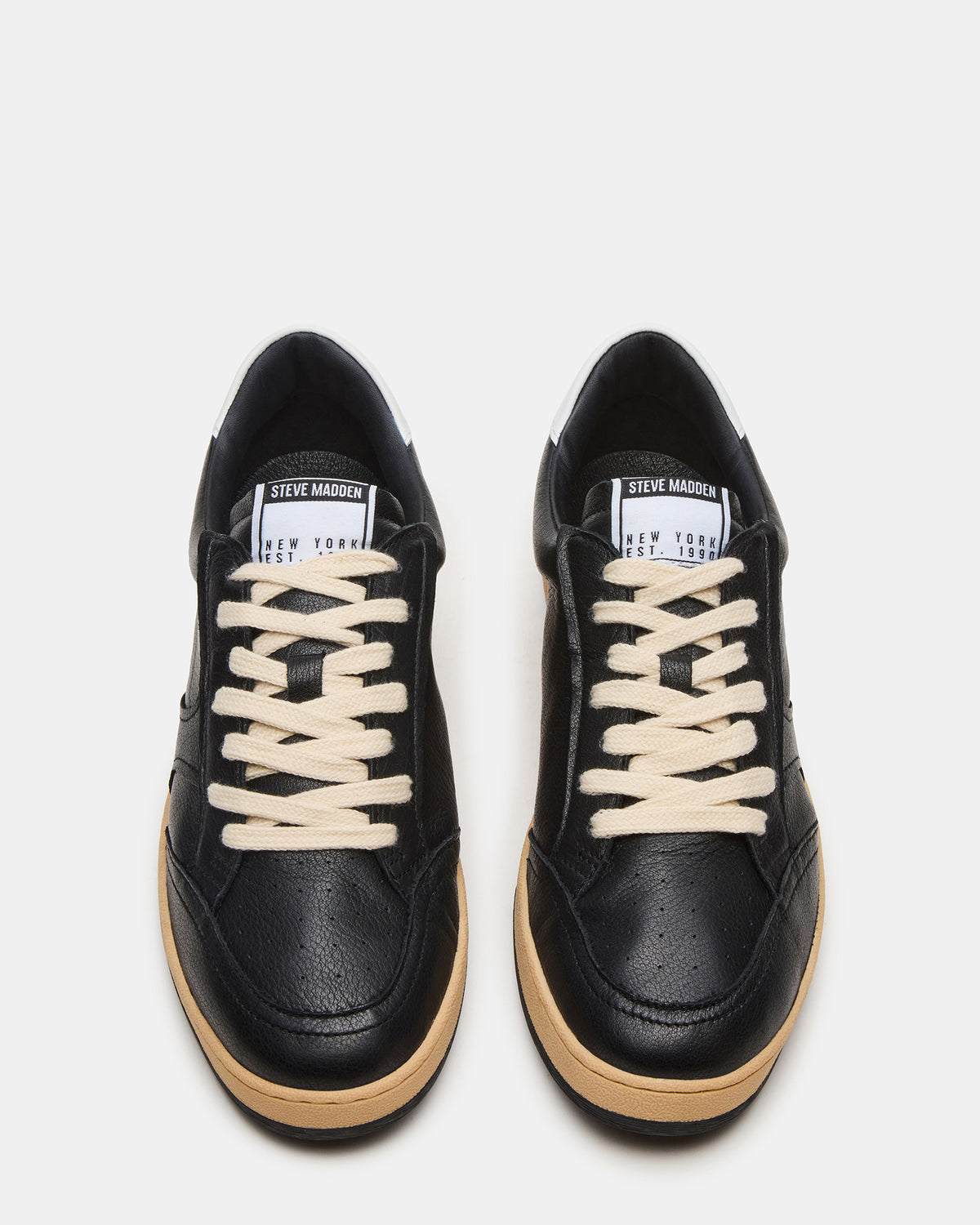 PRISMO Black Leather Low-Top Lace-Up Men's Sneaker Steve Madden BLACK LEATHER