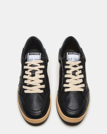 PRISMO Black Leather Low-Top Lace-Up Men's Sneaker Steve Madden BLACK LEATHER