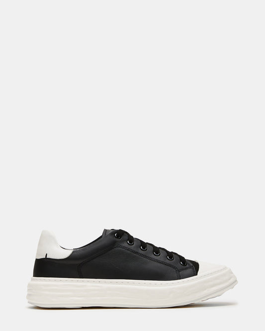 MACRAE Black Leather Men's Low-Top Fashion Sneaker Steve Madden BLACK LEATHER