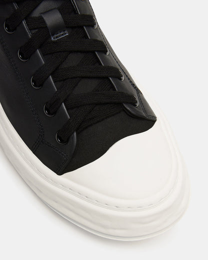 MACRAE Black Leather Men's Low-Top Fashion Sneaker Steve Madden BLACK LEATHER