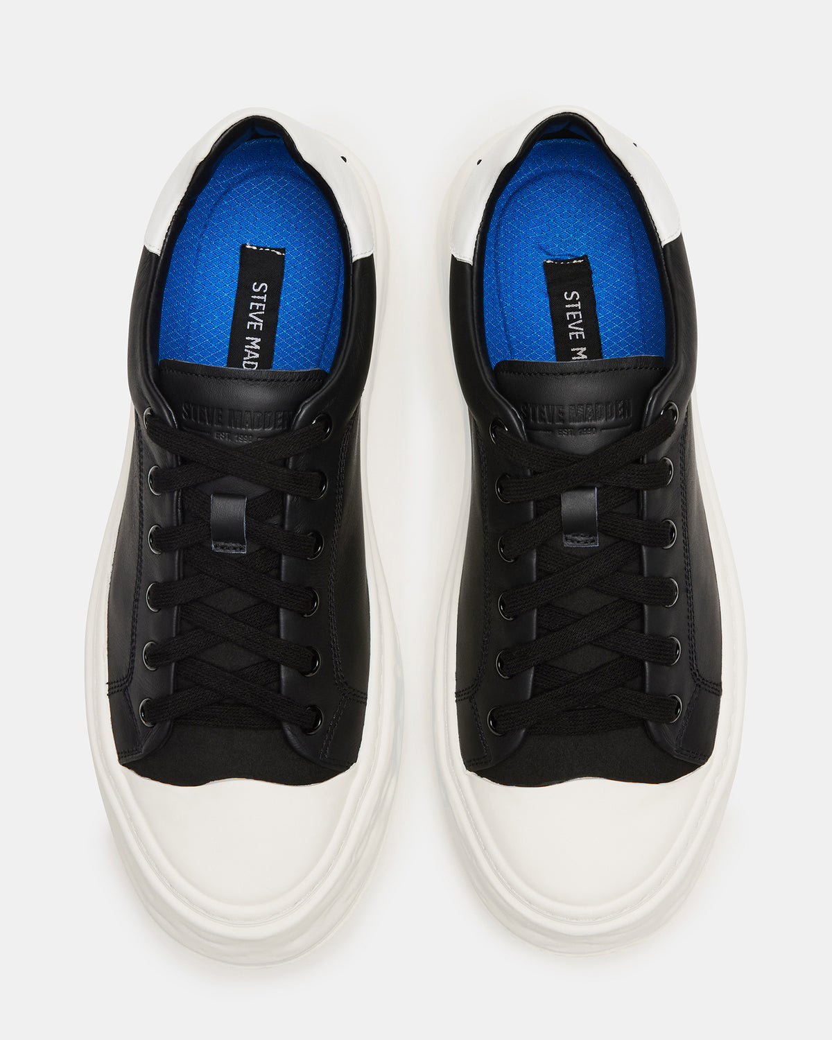 MACRAE Black Leather Men's Low-Top Fashion Sneaker Steve Madden BLACK LEATHER