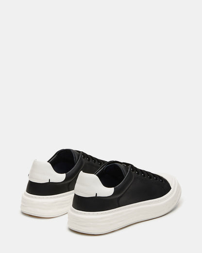 MACRAE Black Leather Men's Low-Top Fashion Sneaker Steve Madden BLACK LEATHER