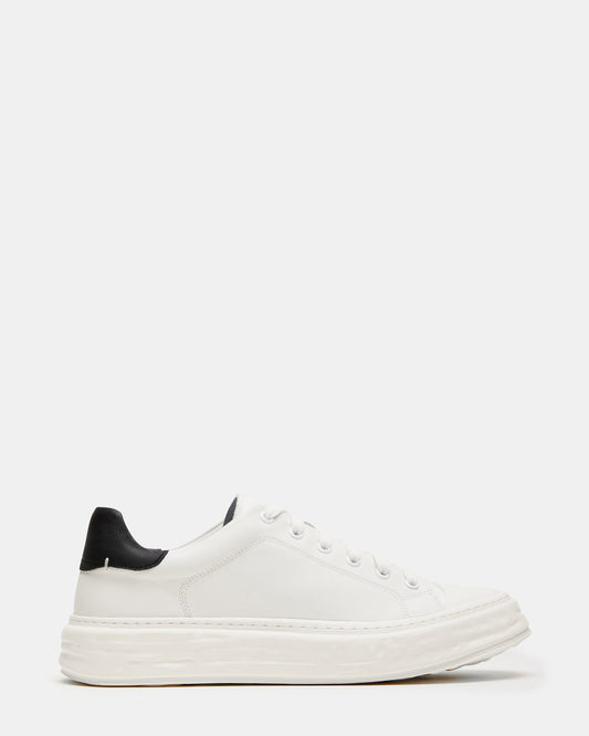 MACRAE White Leather Men's Low-Top Fashion Sneaker Steve Madden WHITE LEATHER