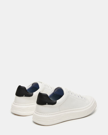 MACRAE White Leather Men's Low-Top Fashion Sneaker Steve Madden WHITE LEATHER