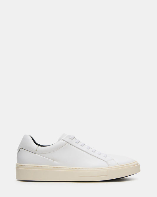 ZOII White Leather Men's Low-Top Lace-Up Sneaker Steve Madden WHITE LEATHER