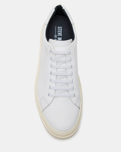 ZOII White Leather Men's Low-Top Lace-Up Sneaker Steve Madden WHITE LEATHER