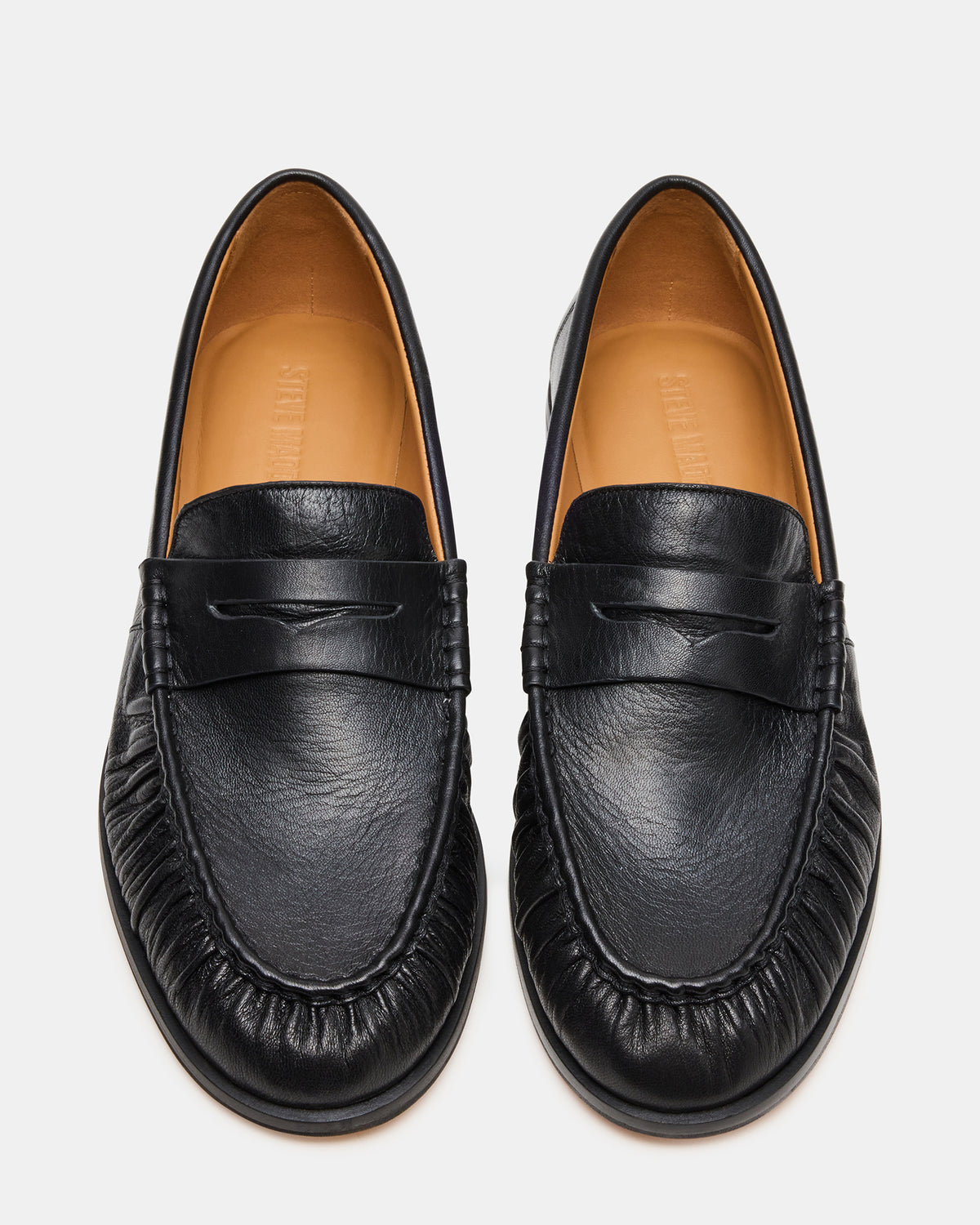 QUINCEY Black Leather Slip-On Men's Loafer Steve Madden BLACK LEATHER