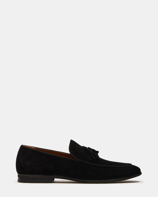 ONDRE Black Suede Tassel Slip-On Men's Loafer Steve Madden BLACK SUEDE