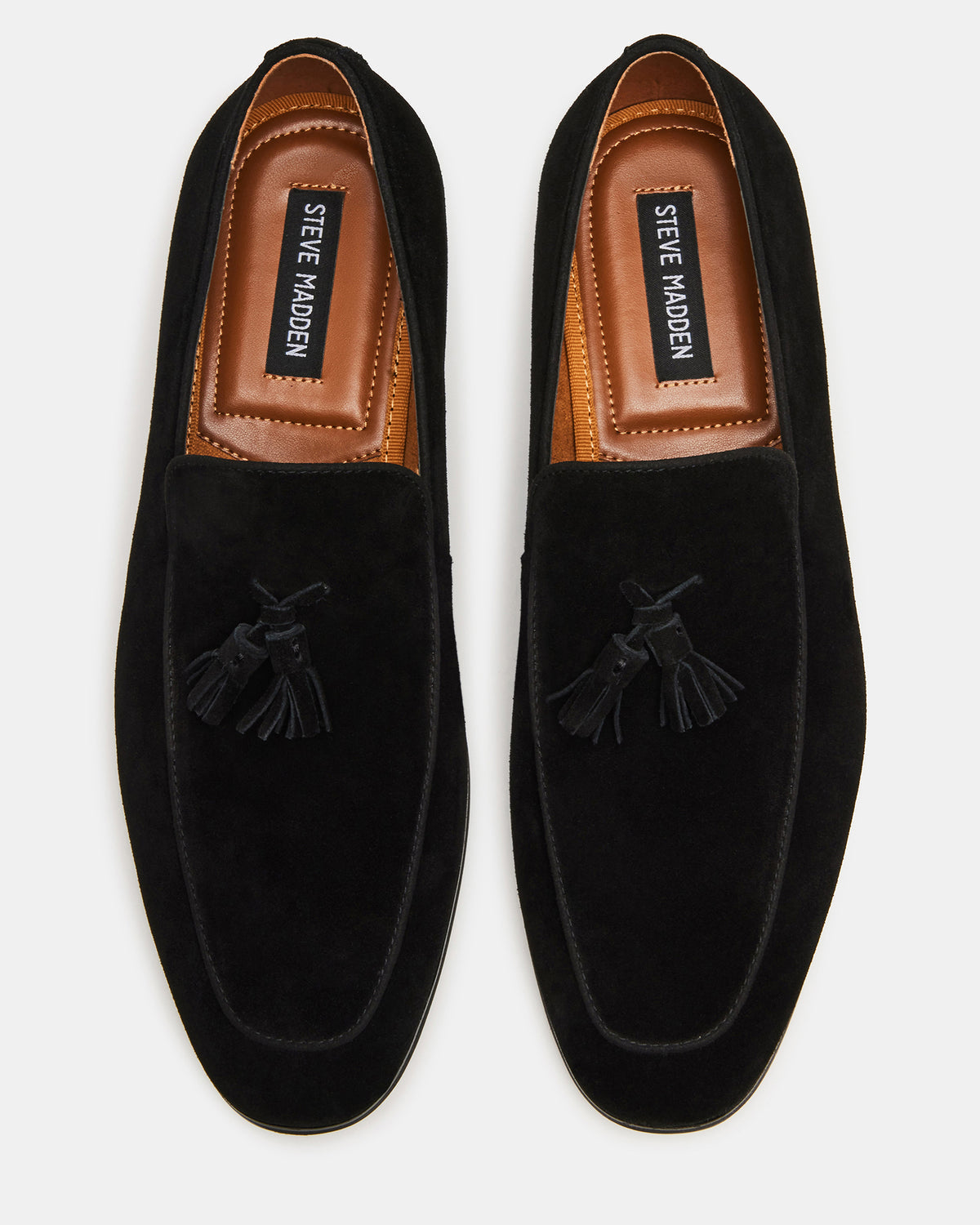 ONDRE Black Suede Tassel Slip-On Men's Loafer Steve Madden BLACK SUEDE