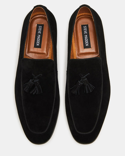 ONDRE Black Suede Tassel Slip-On Men's Loafer Steve Madden BLACK SUEDE