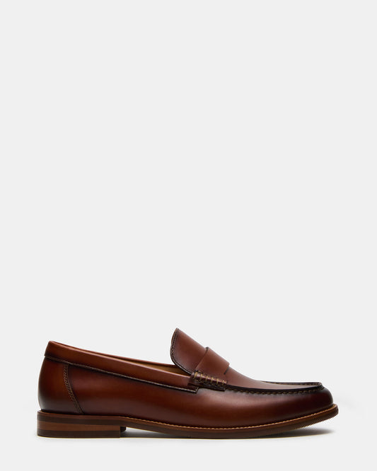 COLVER Cognac Leather Men's Slip-On Loafer Steve Madden COGNAC LEATHER