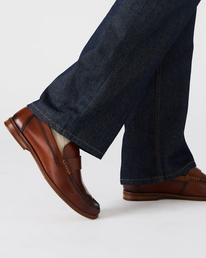 COLVER Cognac Leather Men's Slip-On Loafer Steve Madden COGNAC LEATHER