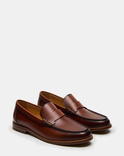COLVER Cognac Leather Men's Slip-On Loafer Steve Madden COGNAC LEATHER
