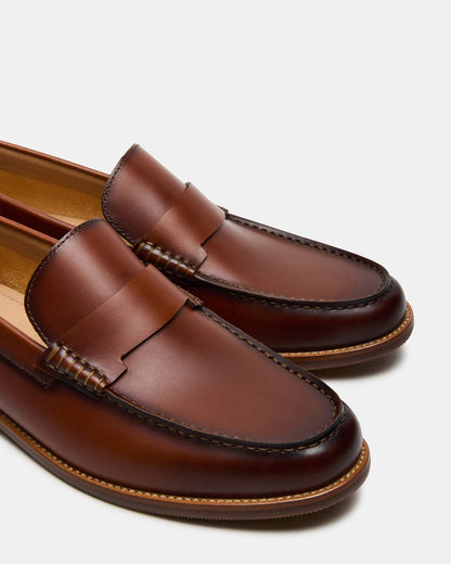 COLVER Cognac Leather Men's Slip-On Loafer Steve Madden COGNAC LEATHER
