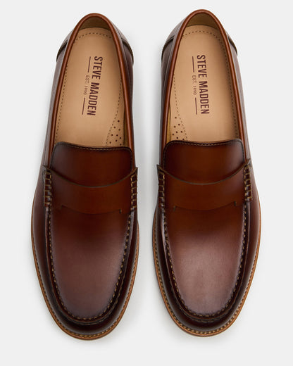 COLVER Cognac Leather Men's Slip-On Loafer Steve Madden COGNAC LEATHER
