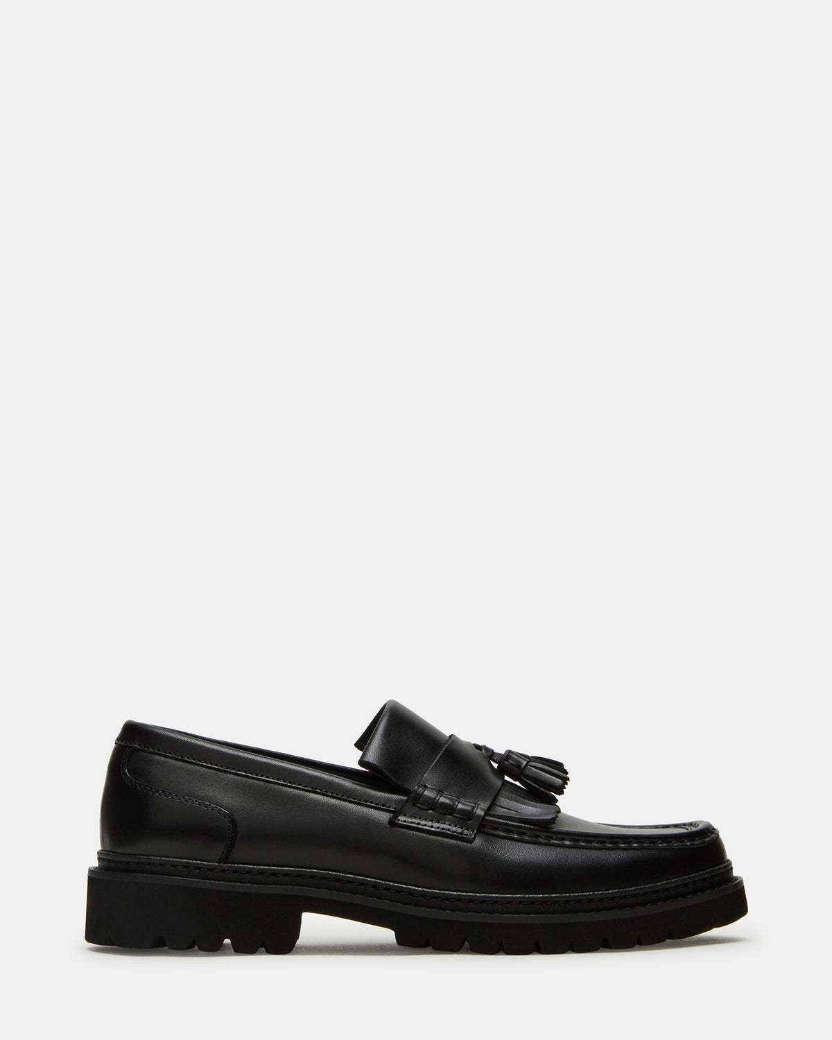 ARTHUS Black Leather Slip-On Tassel Men's Loafer Steve Madden BLACK LEATHER