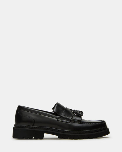 ARTHUS Black Leather Slip-On Tassel Men's Loafer Steve Madden BLACK LEATHER