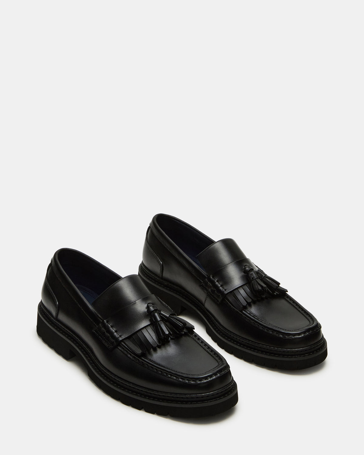 ARTHUS Black Leather Slip-On Tassel Men's Loafer Steve Madden BLACK LEATHER