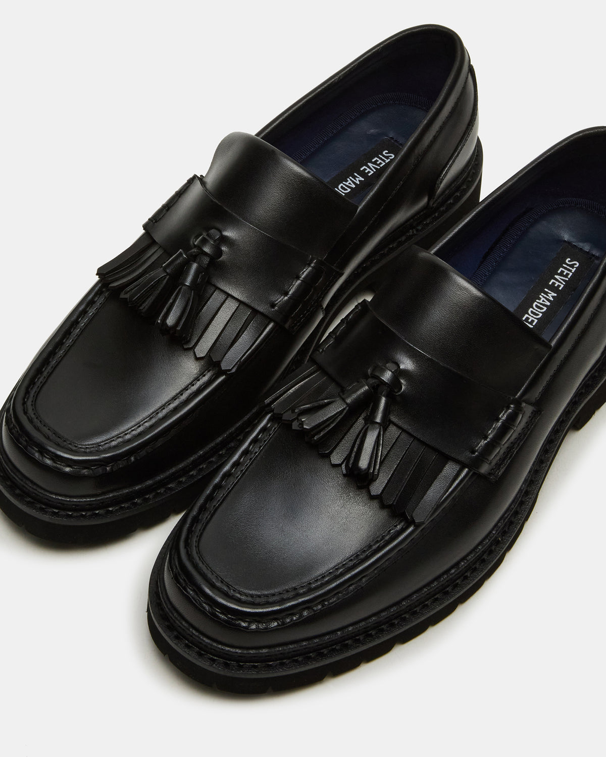 ARTHUS Black Leather Slip-On Tassel Men's Loafer Steve Madden BLACK LEATHER