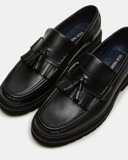 ARTHUS Black Leather Slip-On Tassel Men's Loafer Steve Madden BLACK LEATHER
