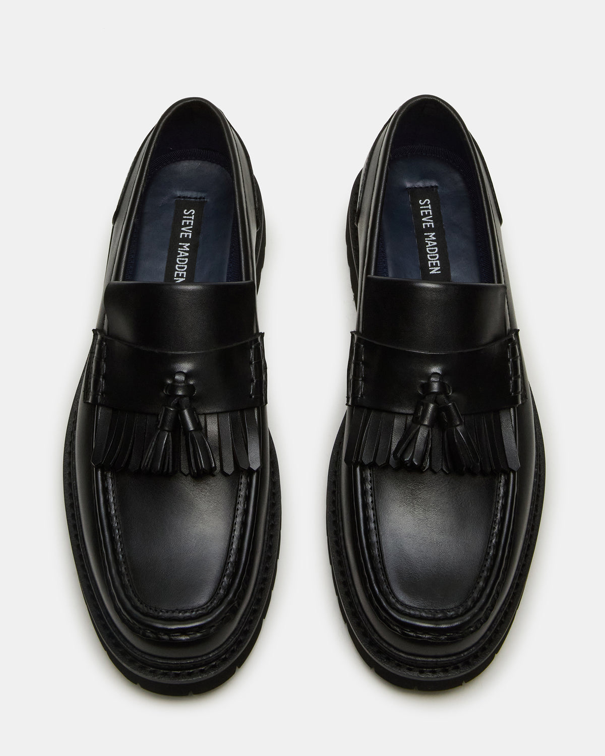 ARTHUS Black Leather Slip-On Tassel Men's Loafer Steve Madden BLACK LEATHER