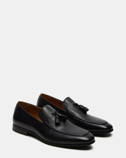 ONDRE Black Leather Tassel Slip-On Men's Loafer Steve Madden BLACK LEATHER